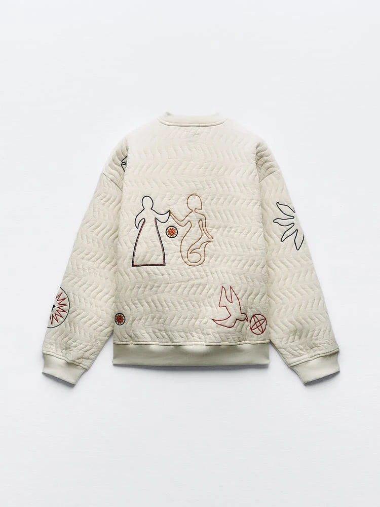 Pictographs Quilted Sweatshirt