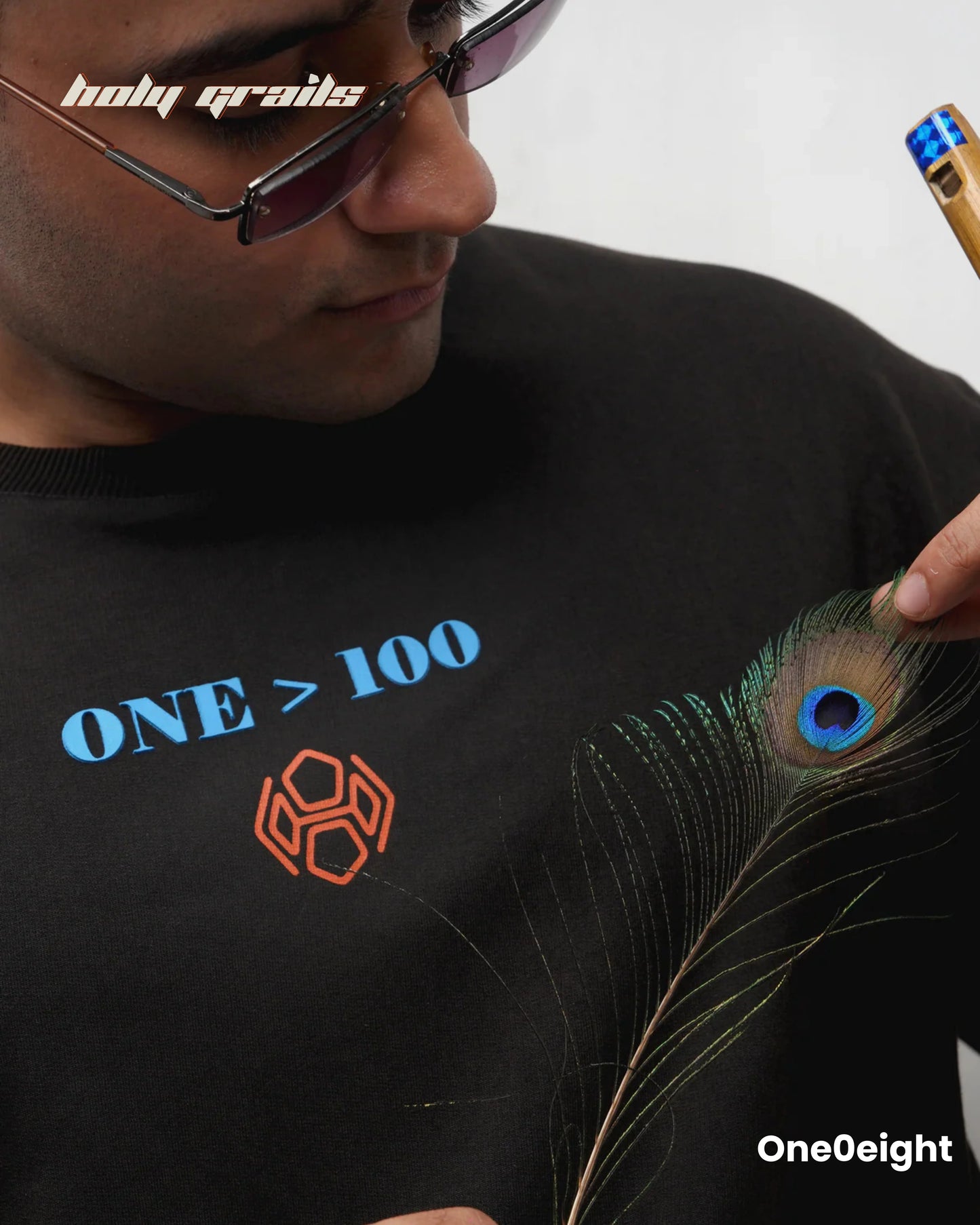 One 100 Black Oversize Tee HG x One0eight