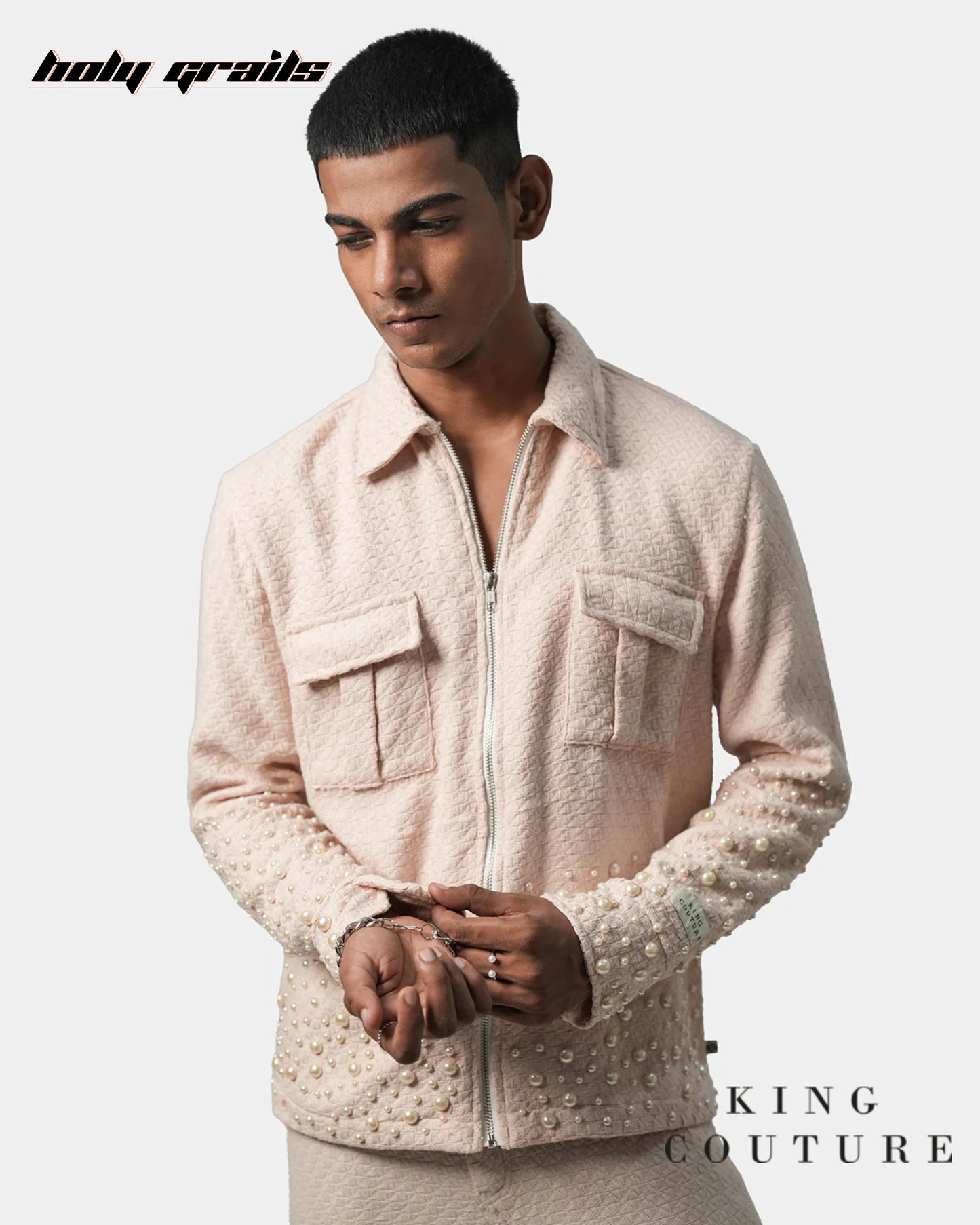 Rose Pearl Zipper Jacket HG x King Couture