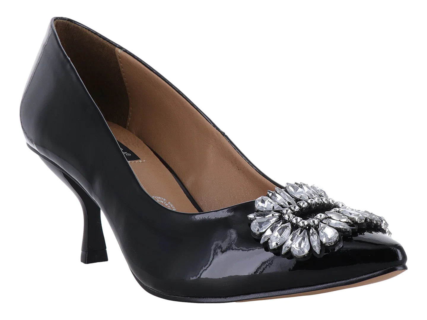 Zapatillas Stiletto Salamandra Charol Negro