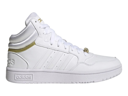 Tenis Adidas Hoops 30 Mid Blancos con Dorado para Mujer