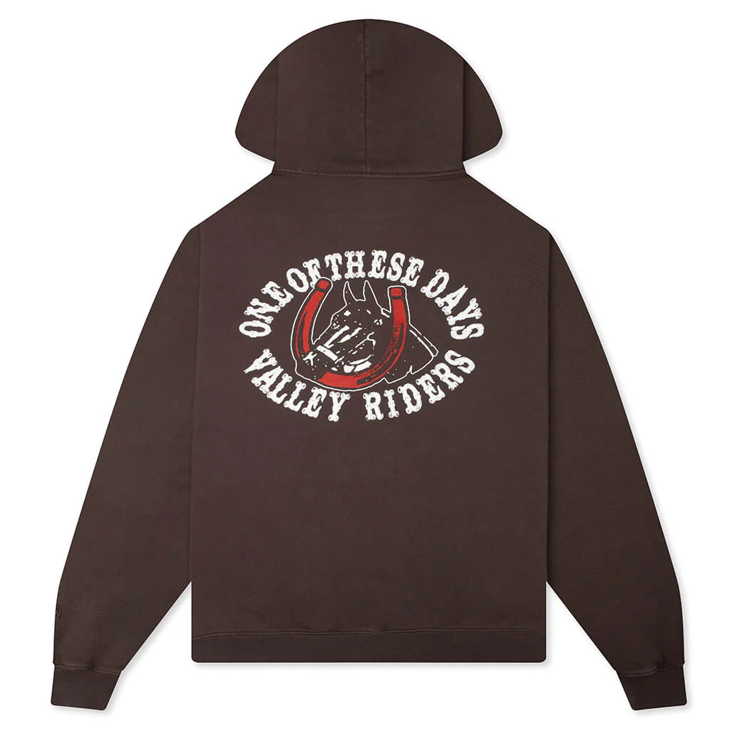 Valley Riders Zip Up Hoodie Sun Faded Washed Brown