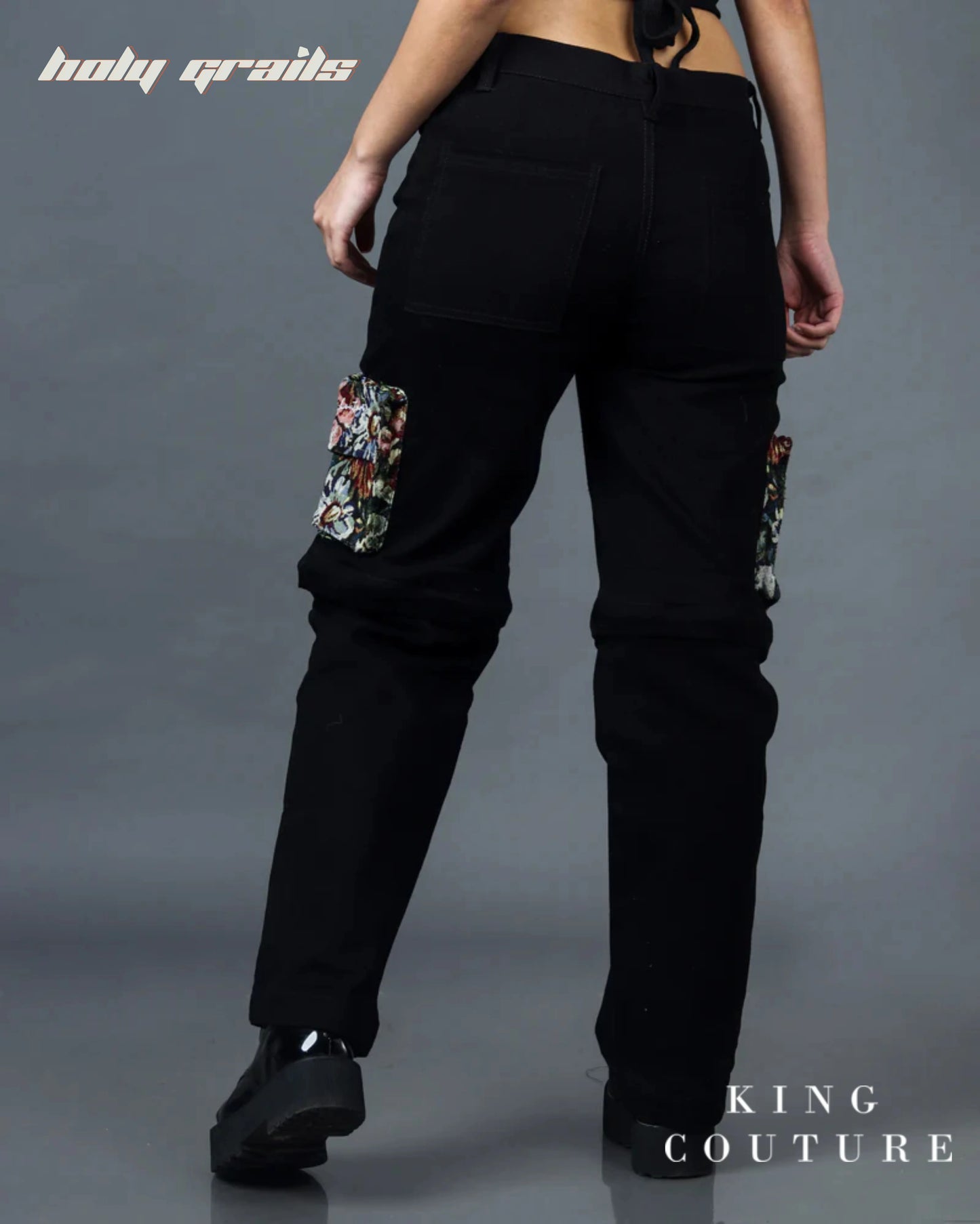 Floral Pocket Detachable Zipper Pants HG x King Couture