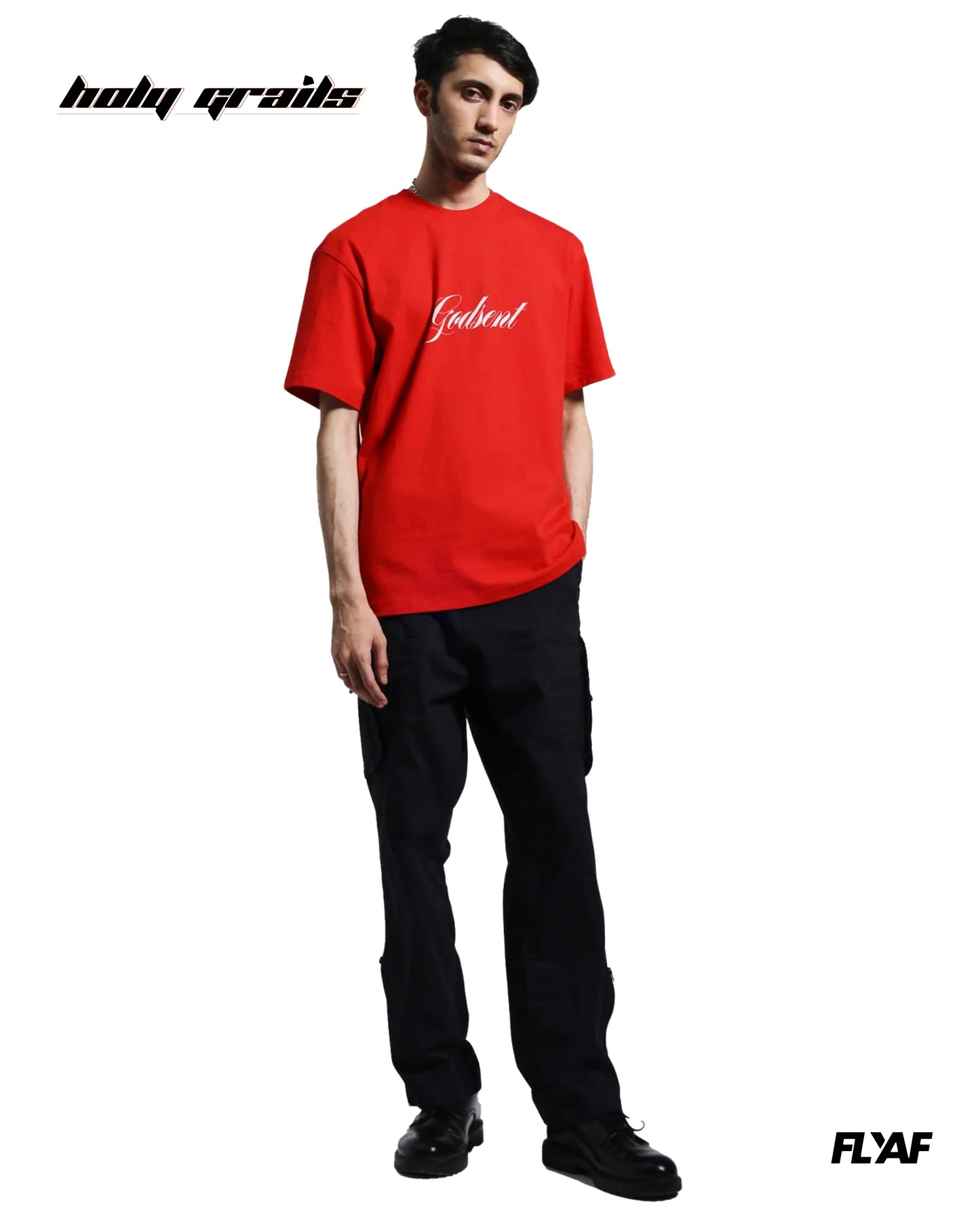 God Sent Red Oversize Tee HG x FLYAF