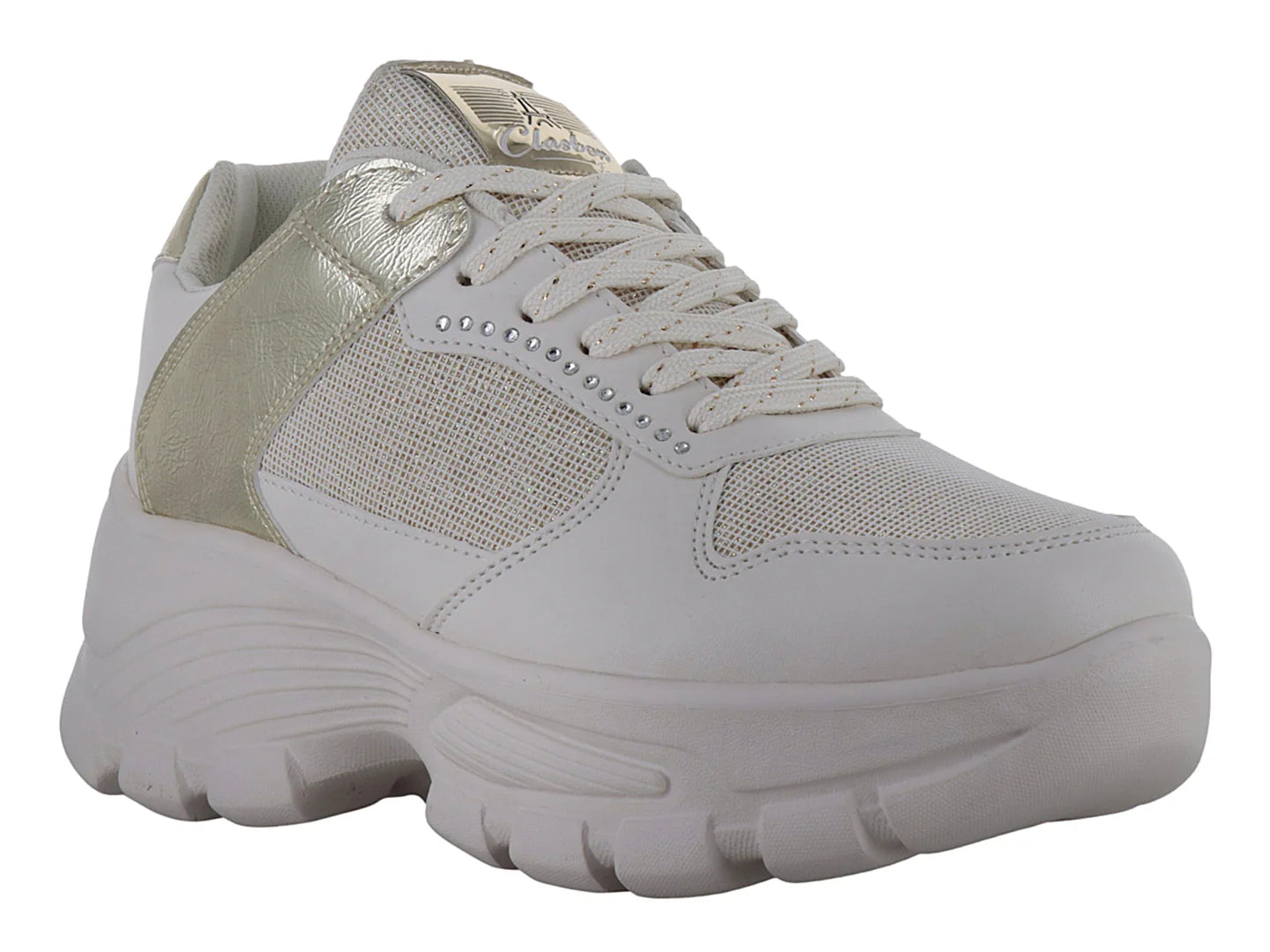 Tenis Clasben Fayeth Beige Oro para Mujer