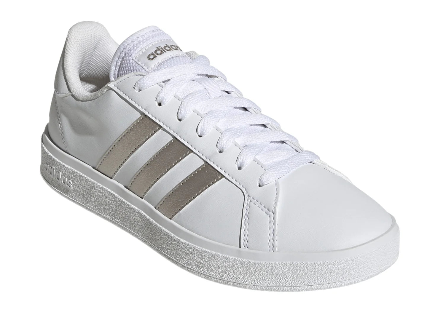 Tenis Adidas Grand Court Base 20 Blanco y Plata para Mujer