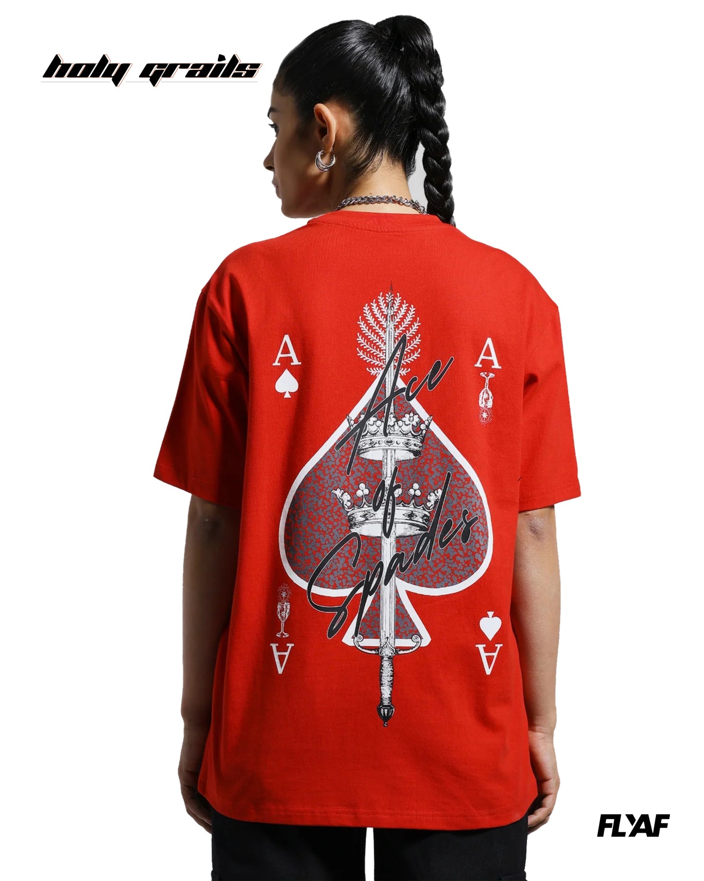 Ace of Spades Red Oversize Tee HG x FLYAF