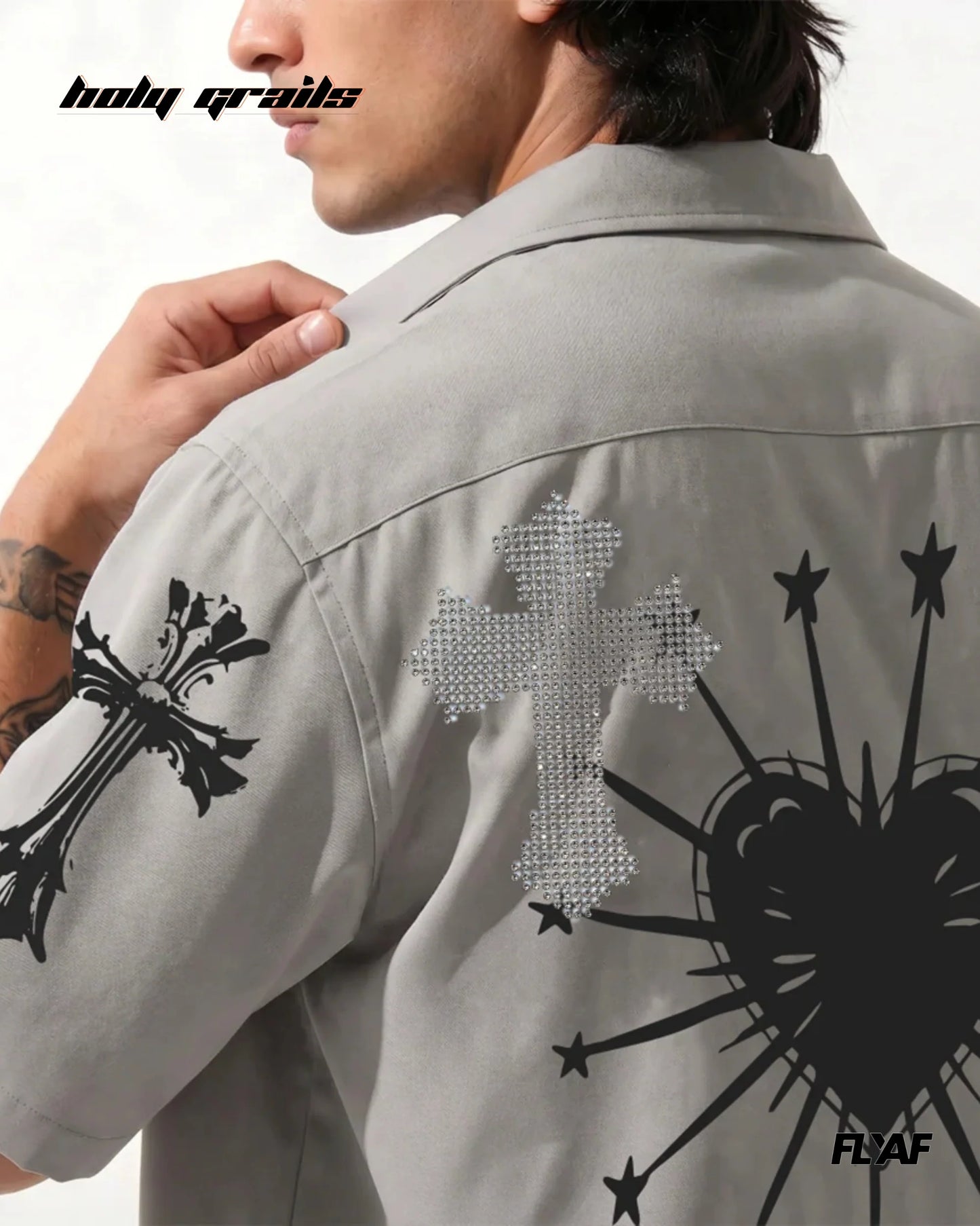 Poly Crossstar Grey Half Sleeve Shirt HG x FLYAF
