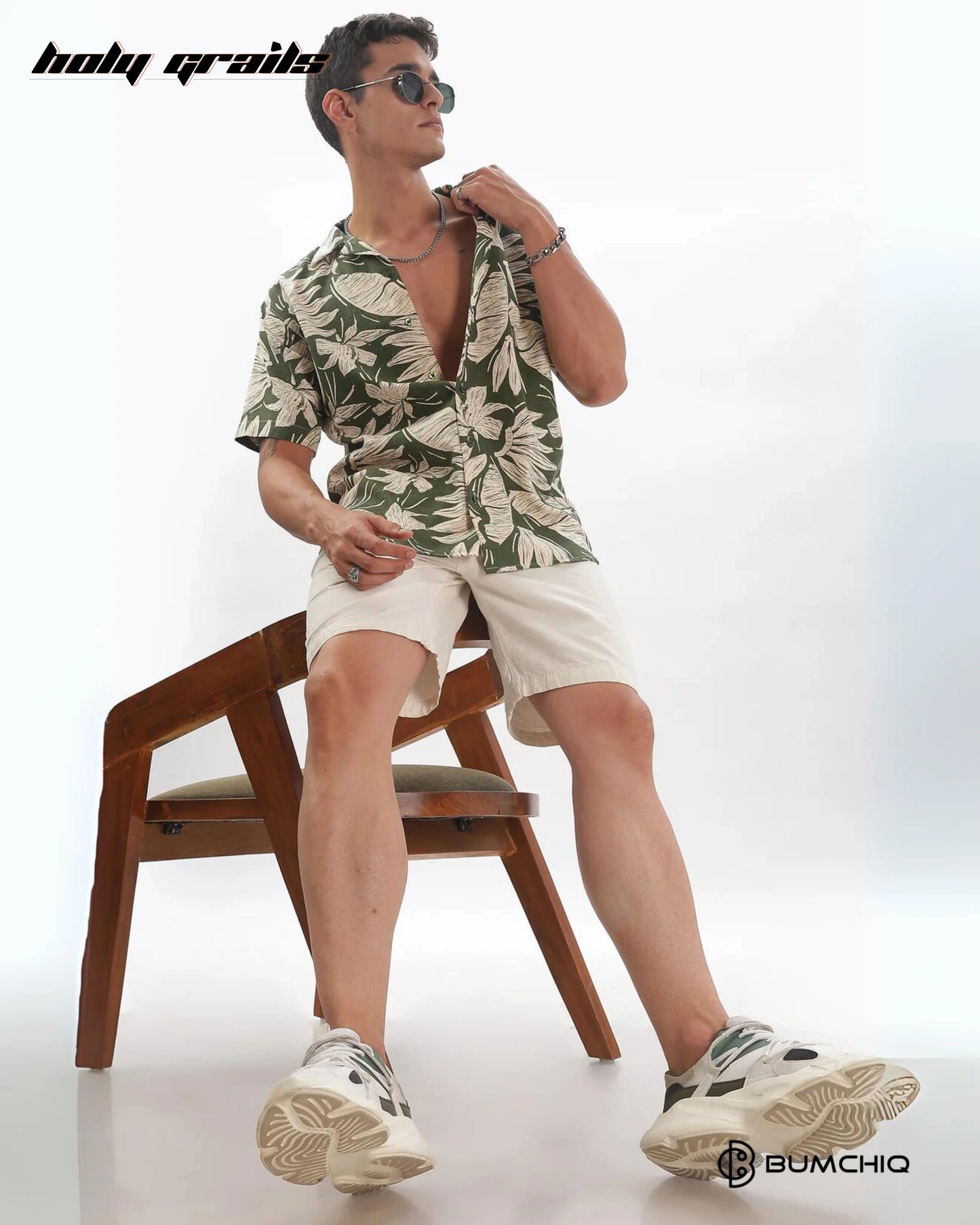 Caper Green Floral Shirt HG x Bumchiq