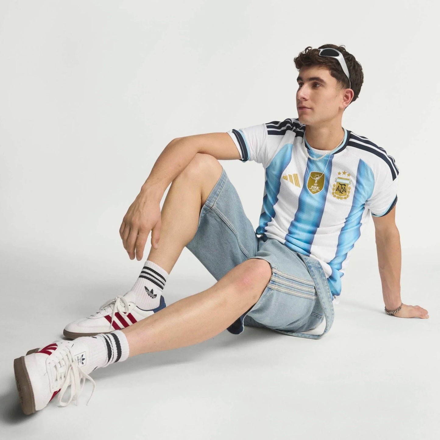 adidas Argentina Home Authentic Mens Soccer Jersey 26 White Blue