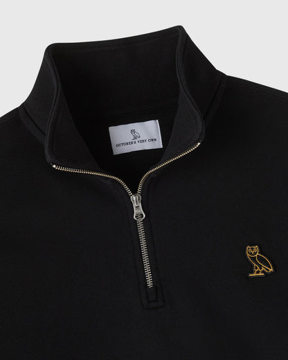 Classic Quarter Zip Mockneck Sweatshirt Black