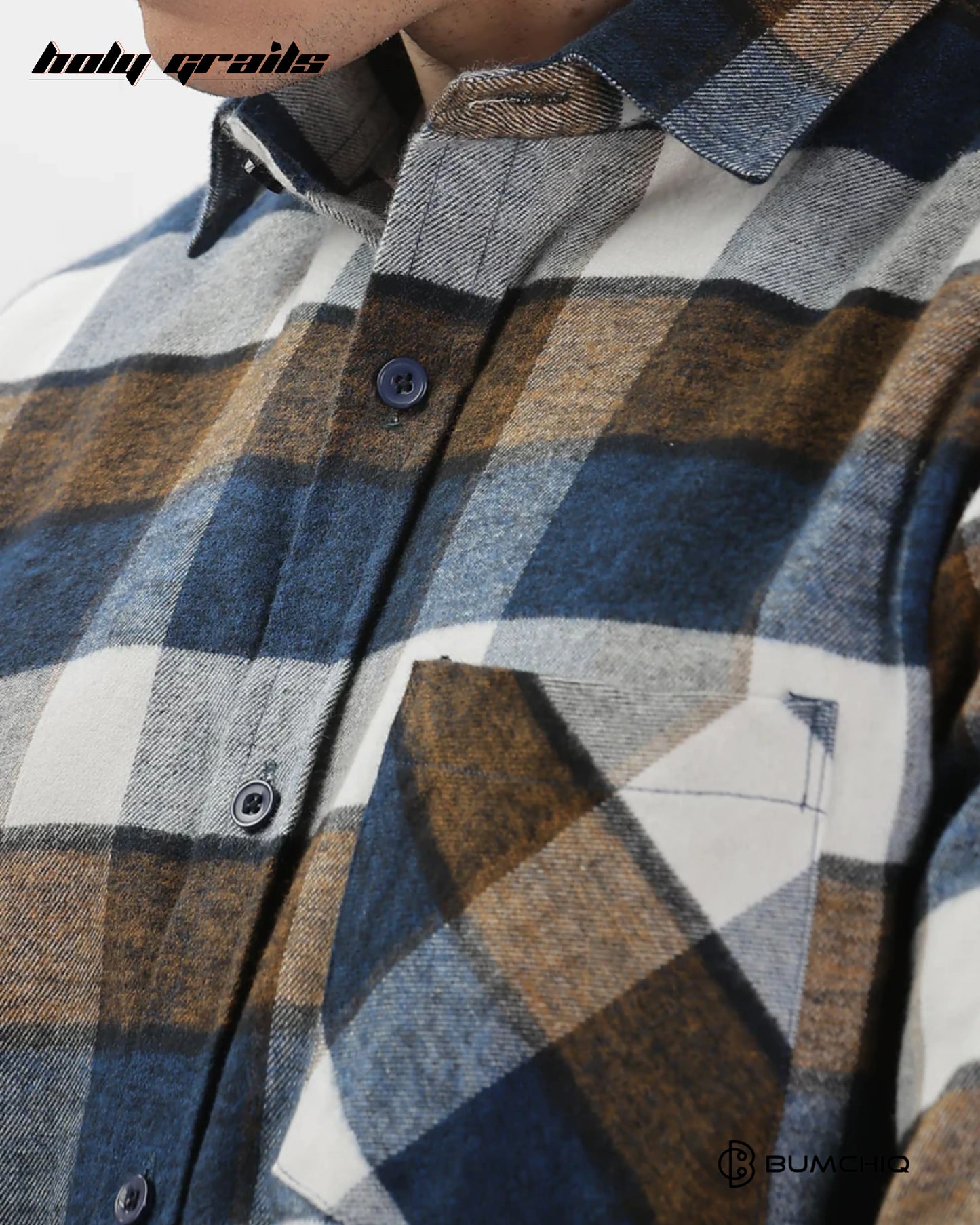 Blue Brown Flannel Overshirt HG x Bumchiq