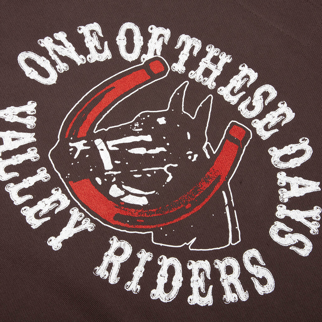 Valley Riders Zip Up Hoodie Sun Faded Washed Brown