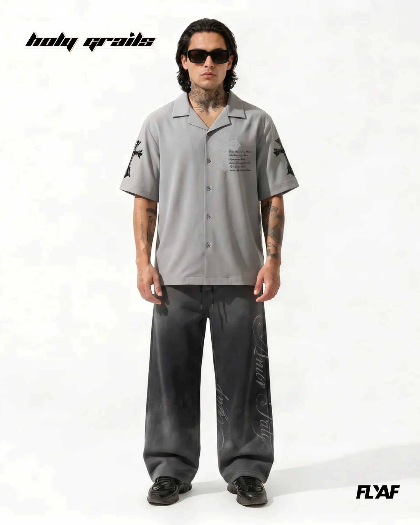 Poly Crossstar Grey Half Sleeve Shirt HG x FLYAF