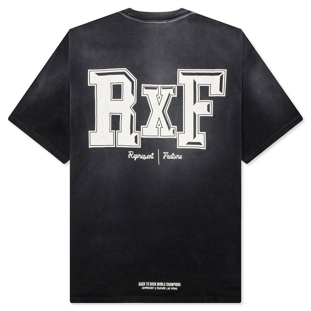 Feature x Represent Multi Logo T Shirt Stained Black