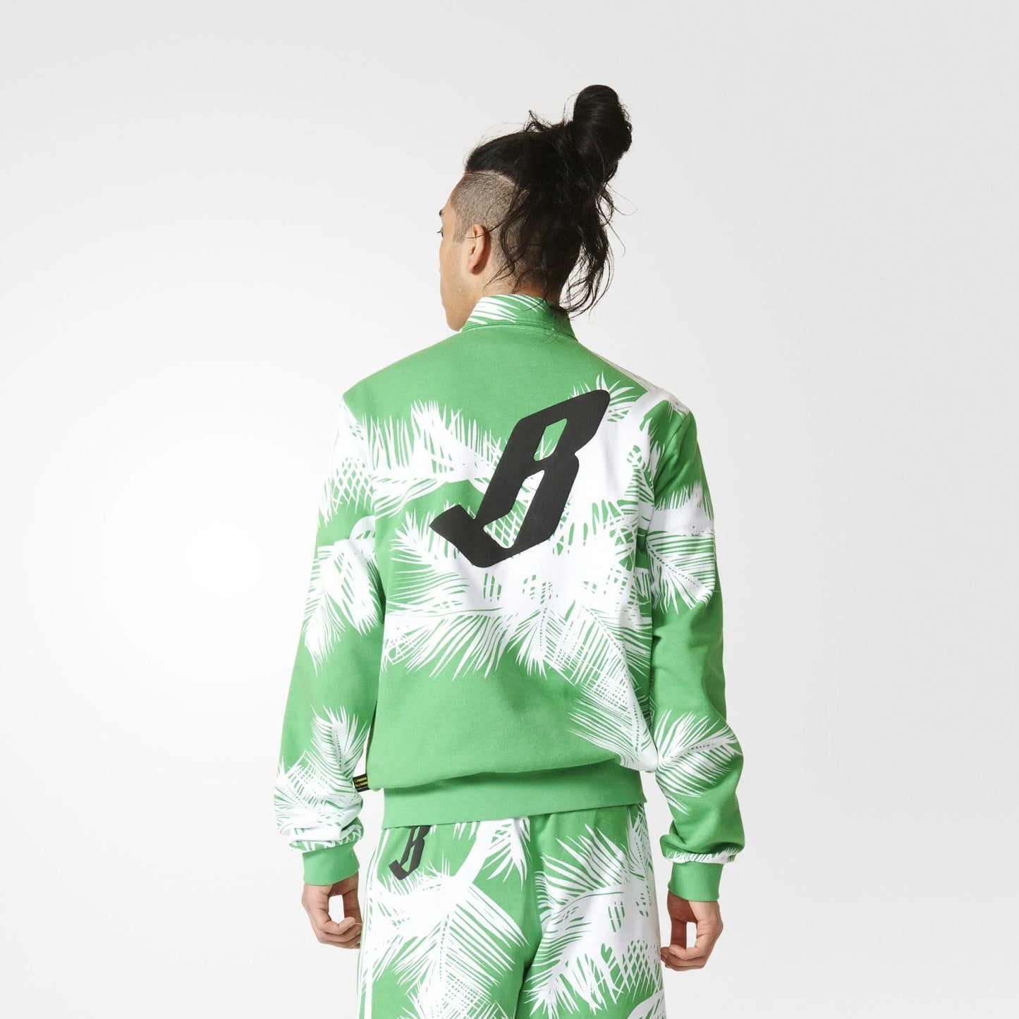 Pharrell Williams BBC Track Jacket Palm Trees Mens White VIvid Green