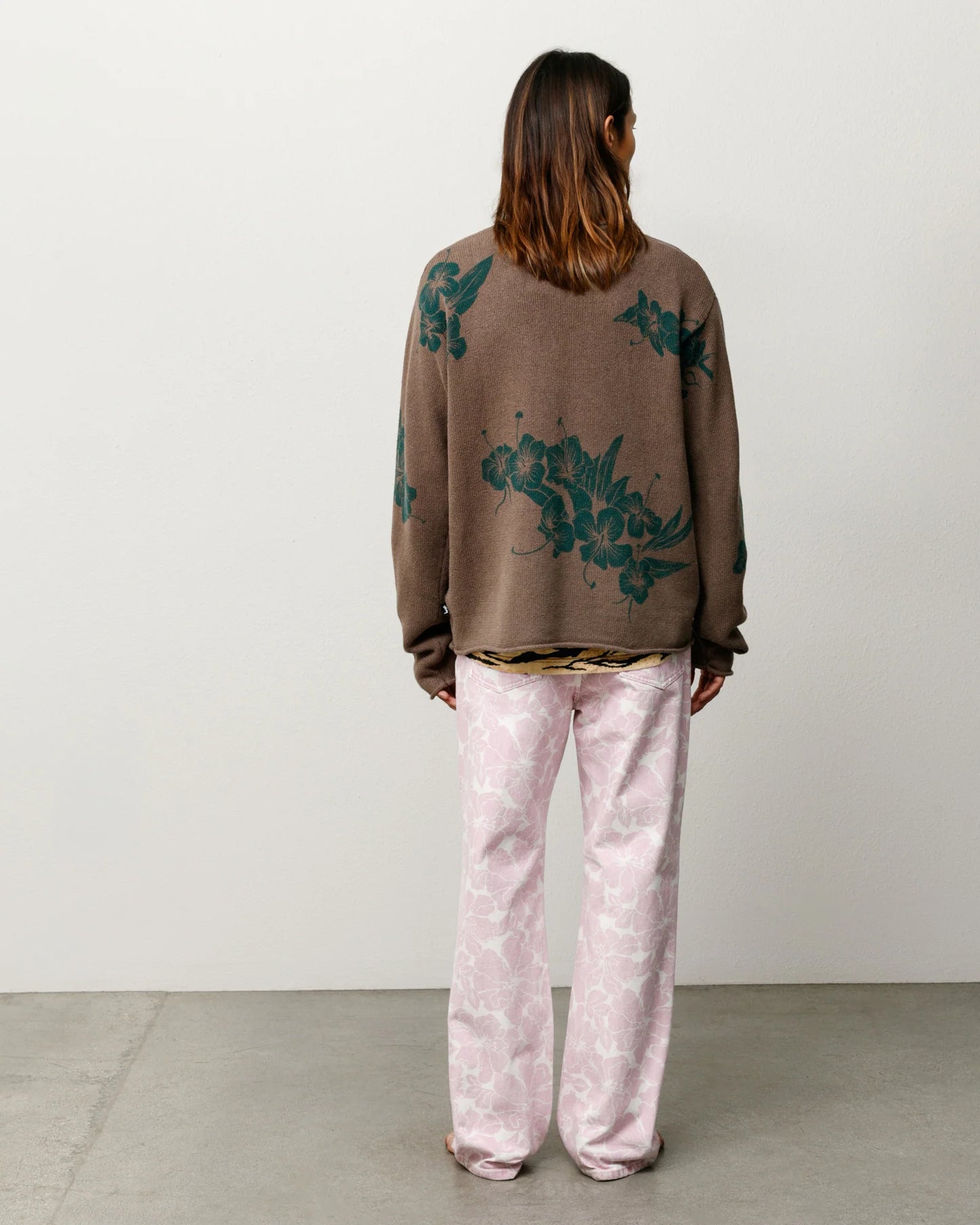 FLORAL ROLL NECK SWEATER