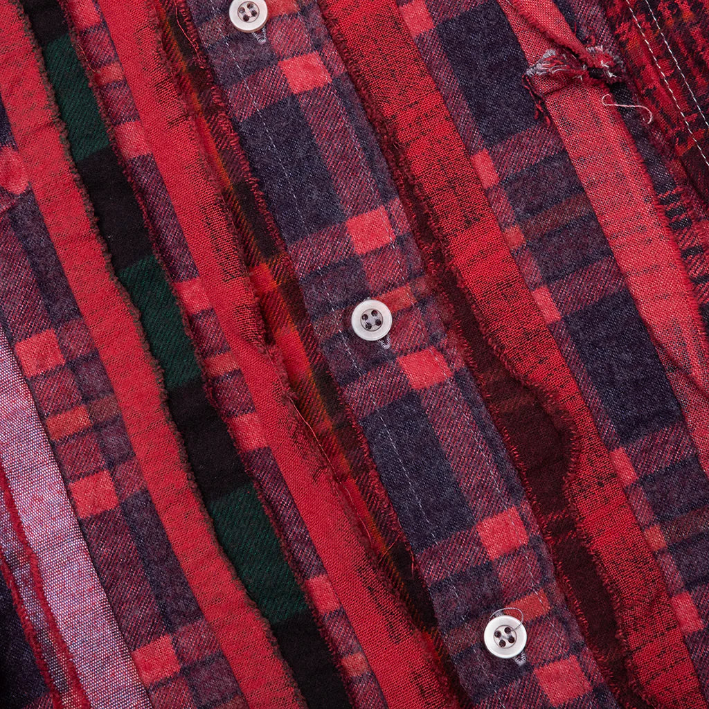 Over Dyed Ribbon Wide Shirt Red