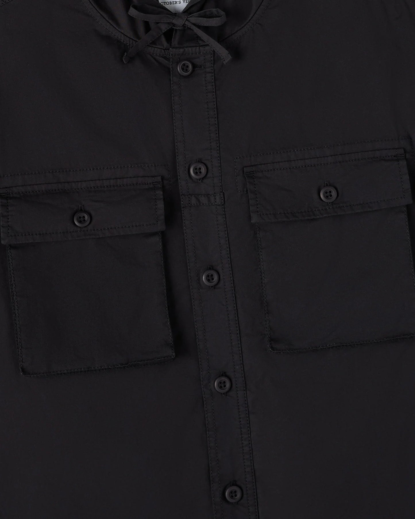 Hooded Button Up Shirt Black