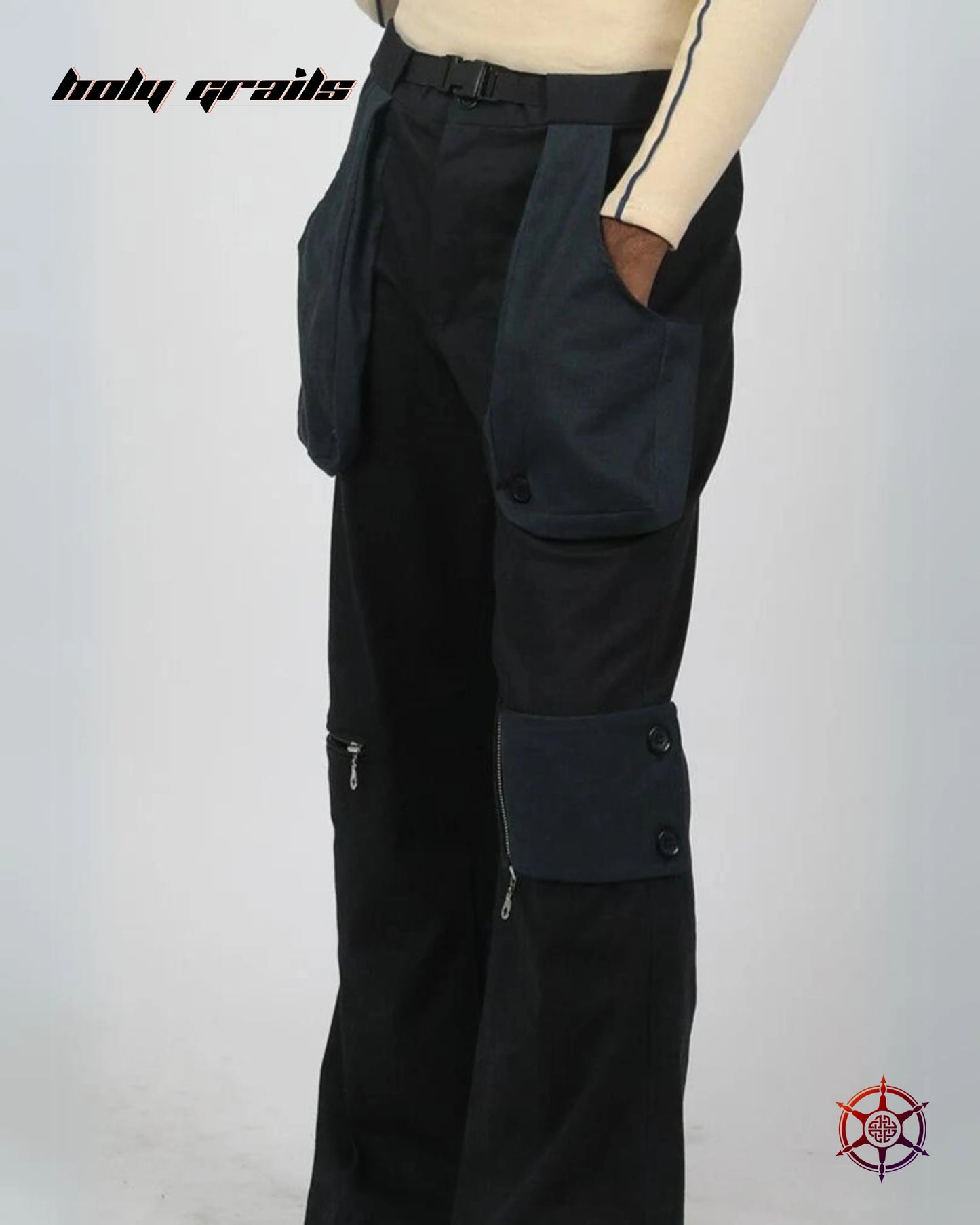 Charcoal Truffle Flared Cargo Pants HG x Duskin
