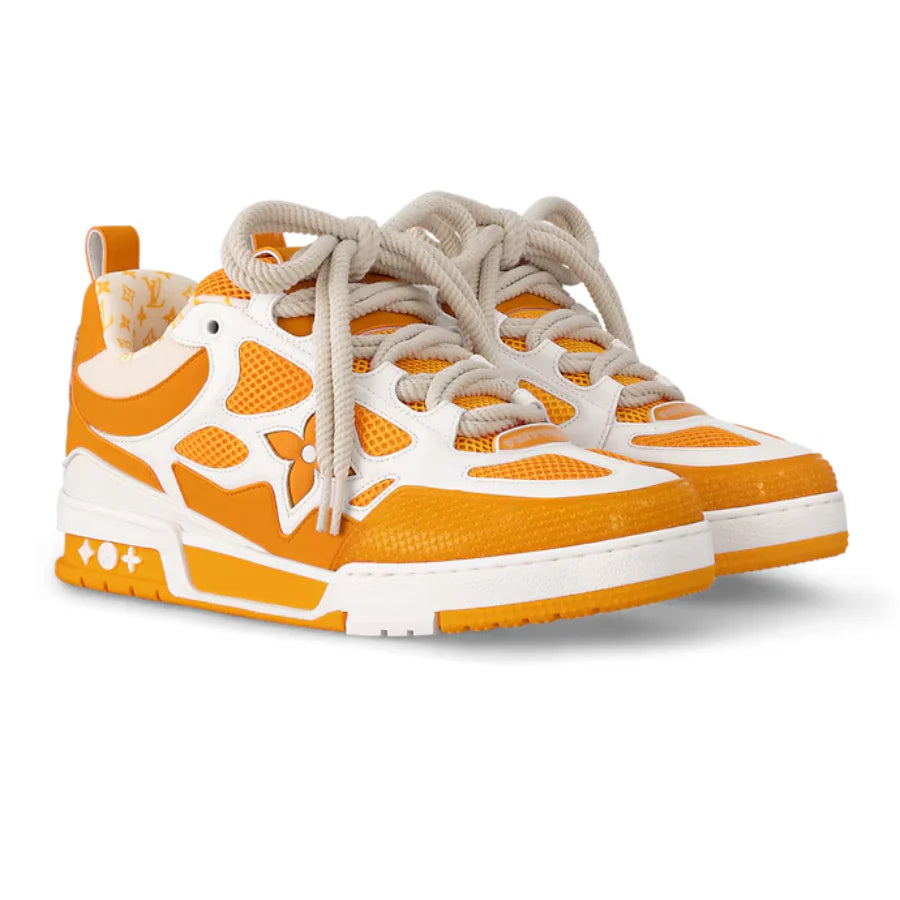 Louis Vuitton LV Skate Sneaker White Orange Monogram Flower