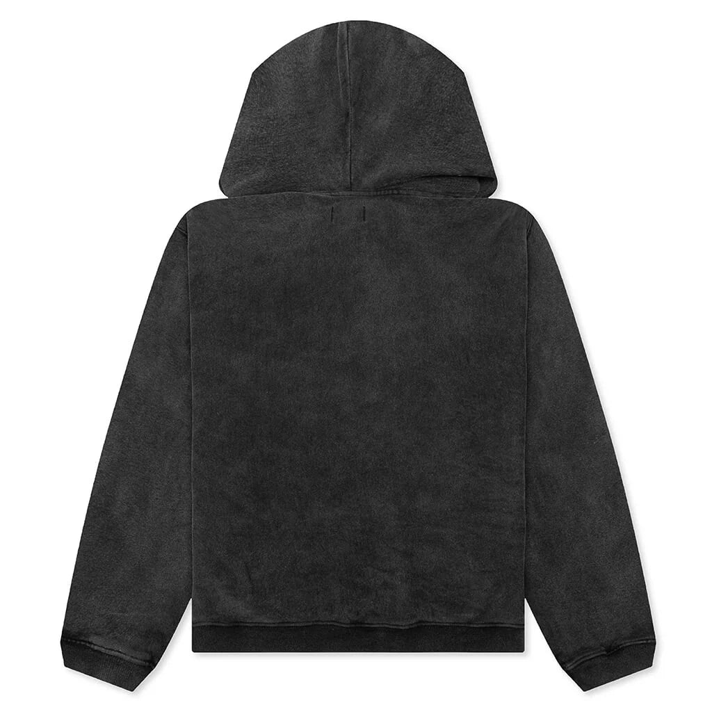 Faded Graphic Zip Hood Washed Black