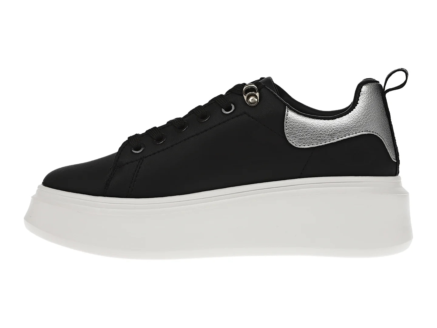 Tenis K SWISS Alessius Platform Negro y Plata para Mujer