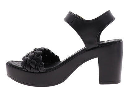 Sandalias de Tacón Luna Rosa Negro para Mujer