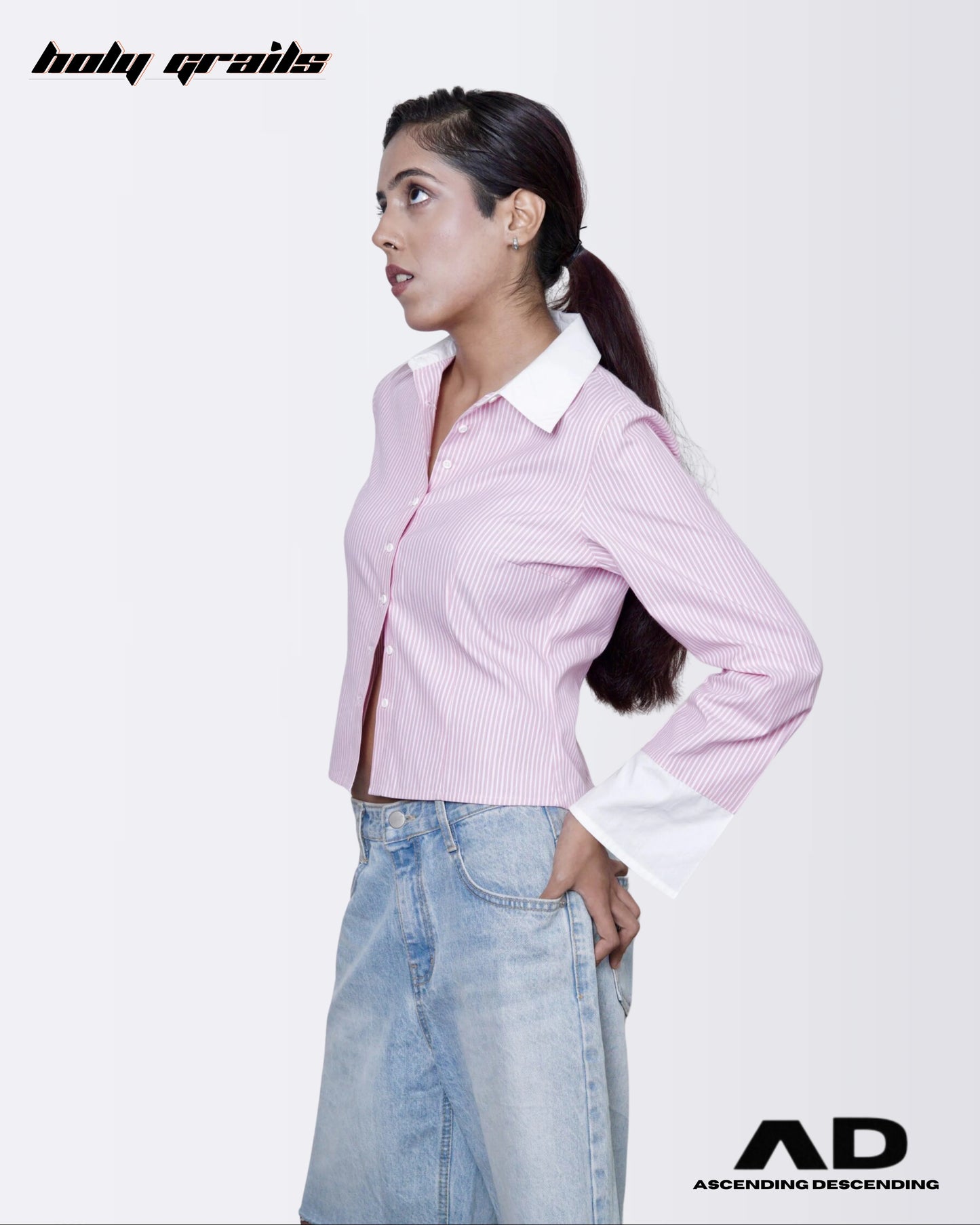 Blush Boss Crop Stripes Shirt HG x Ascending Descending