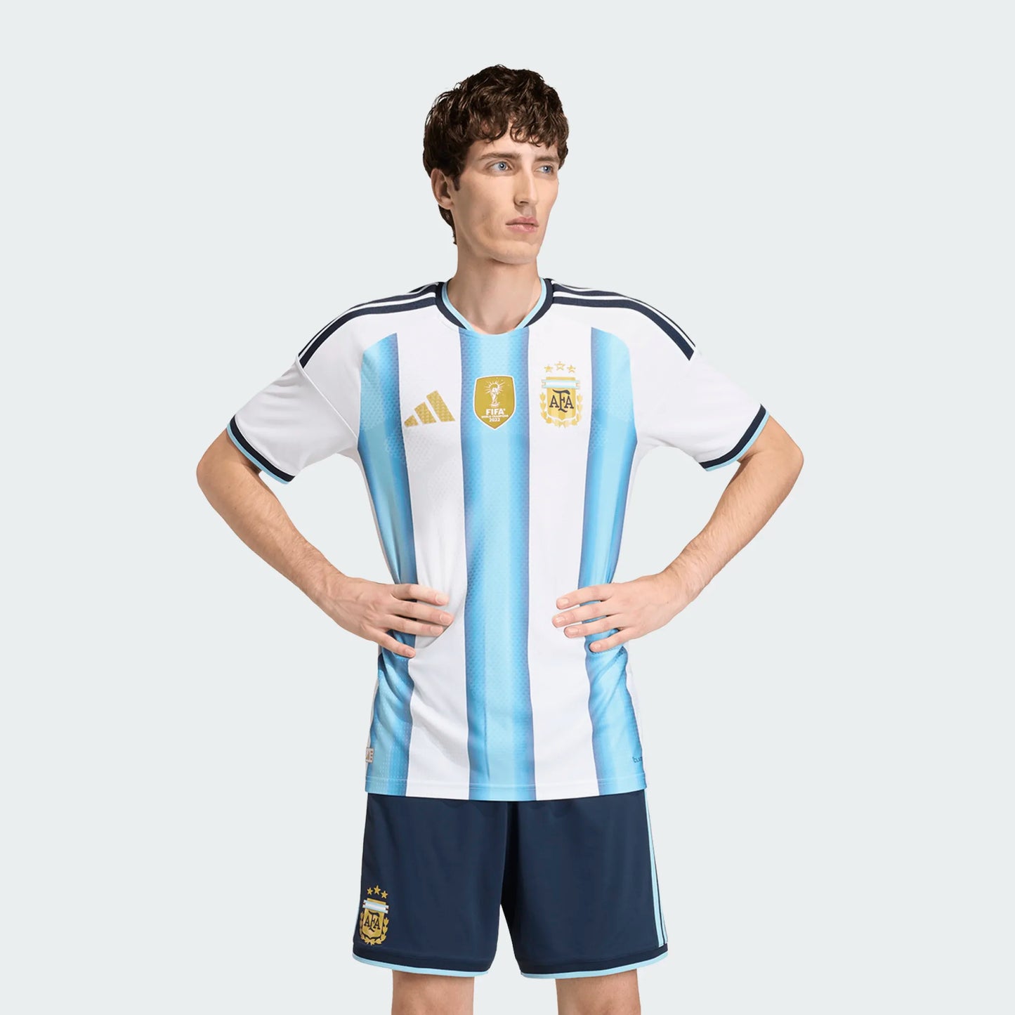 adidas Argentina Home Authentic Mens Soccer Jersey 26 White Blue