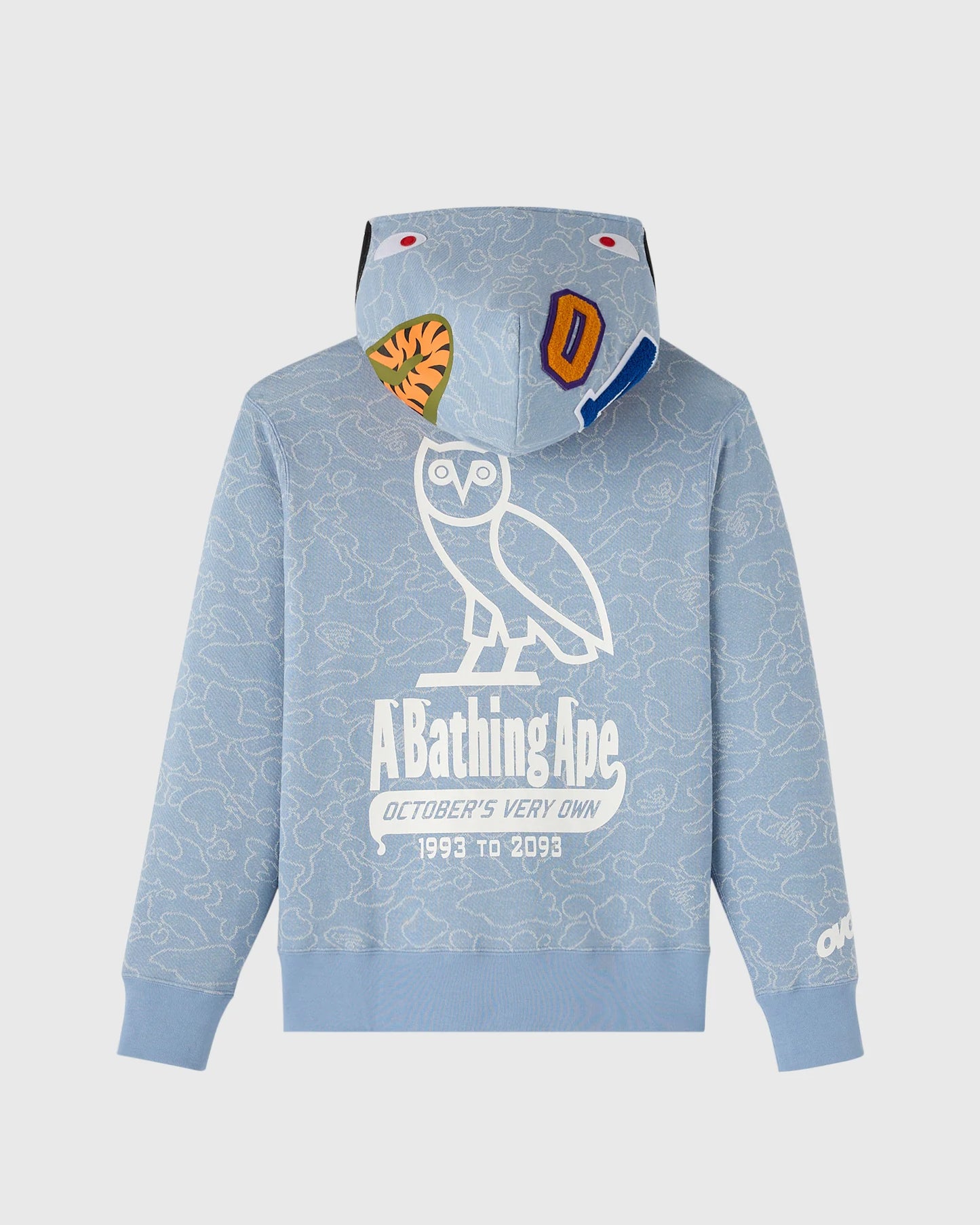 BAPE Neon 1st Camo Shark Full Zip Hoodie Light Indigo