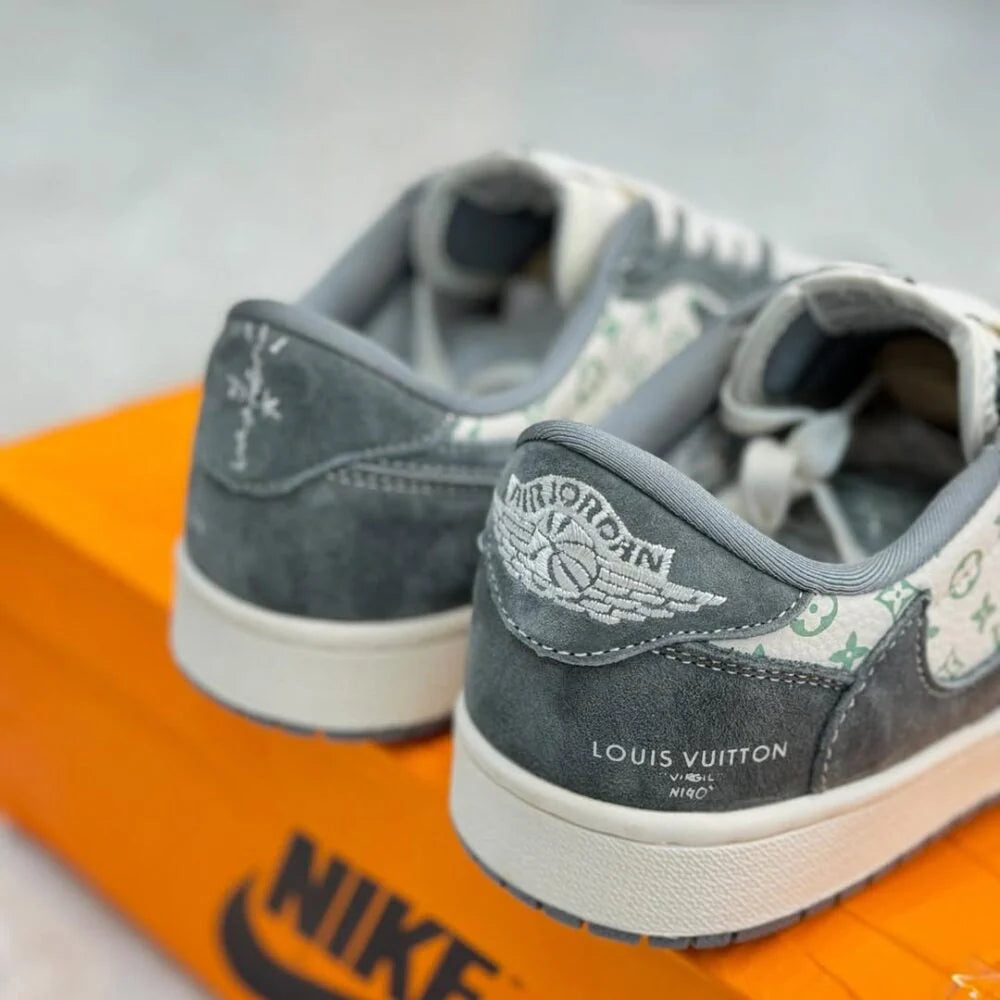 Louis Vuitton x Nike Air Jordan 1 Low Green Monogram Suede Custom