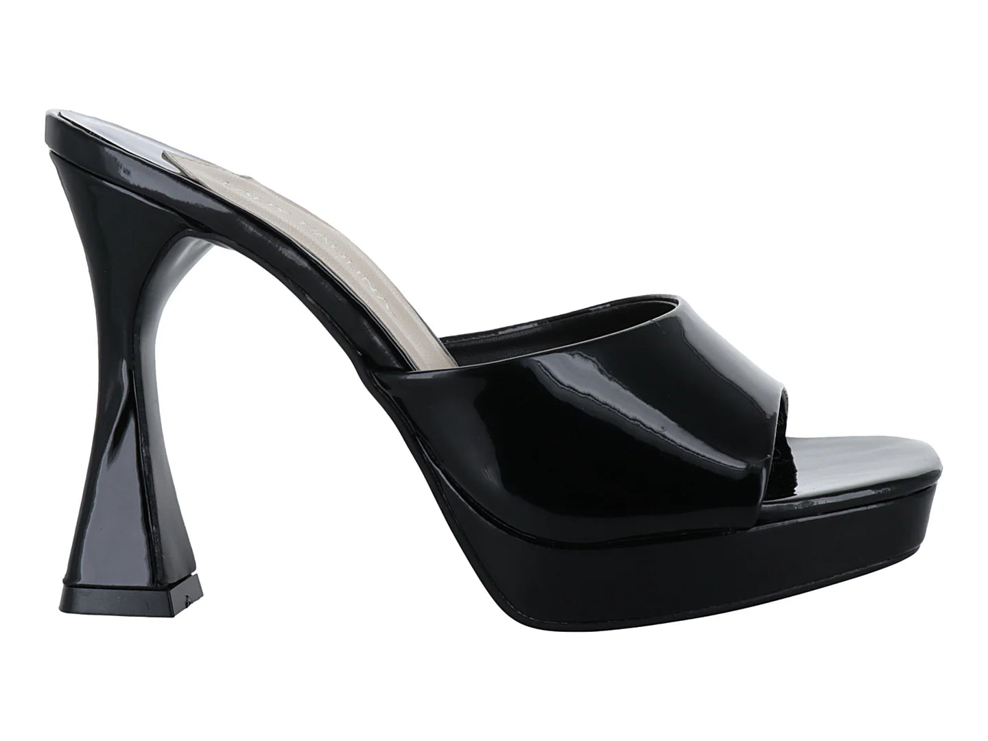 Zapatillas de Tacón Charol Negro Lady Paulina para Mujer