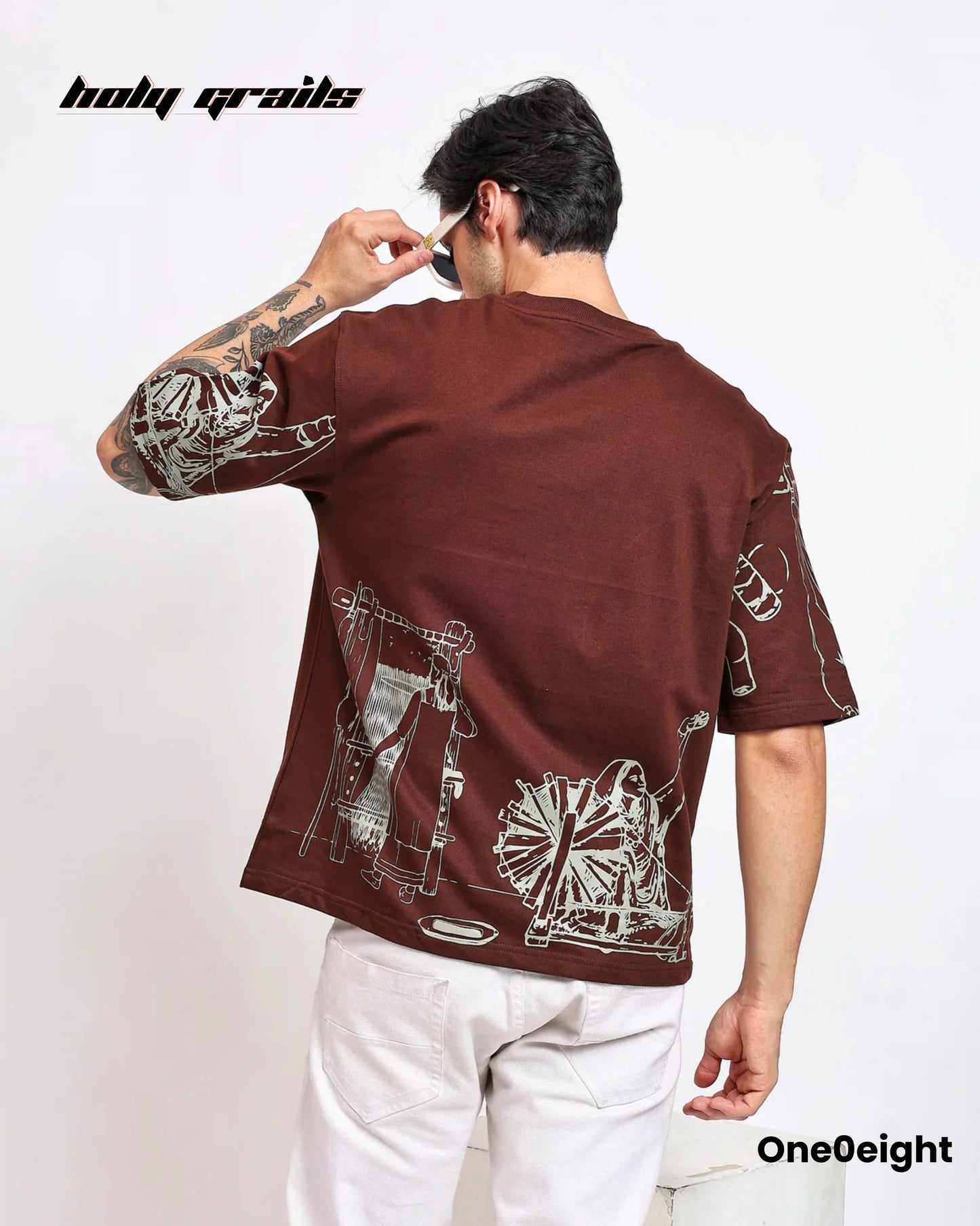 Weaving Illusions Brown Oversize Tee HG x One0eight