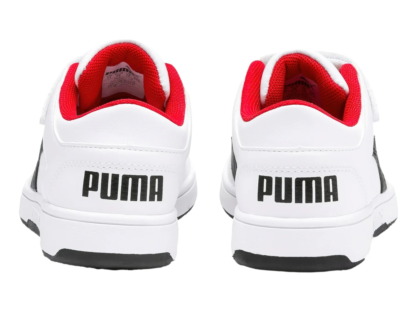 Tenis PUMA Rebound Layup Lo Blanco Negro y Rojo para Niño