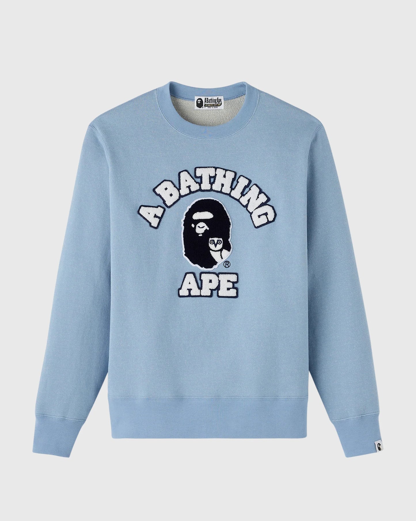 BAPE Denim Fleece College Crewneck Light Indigo
