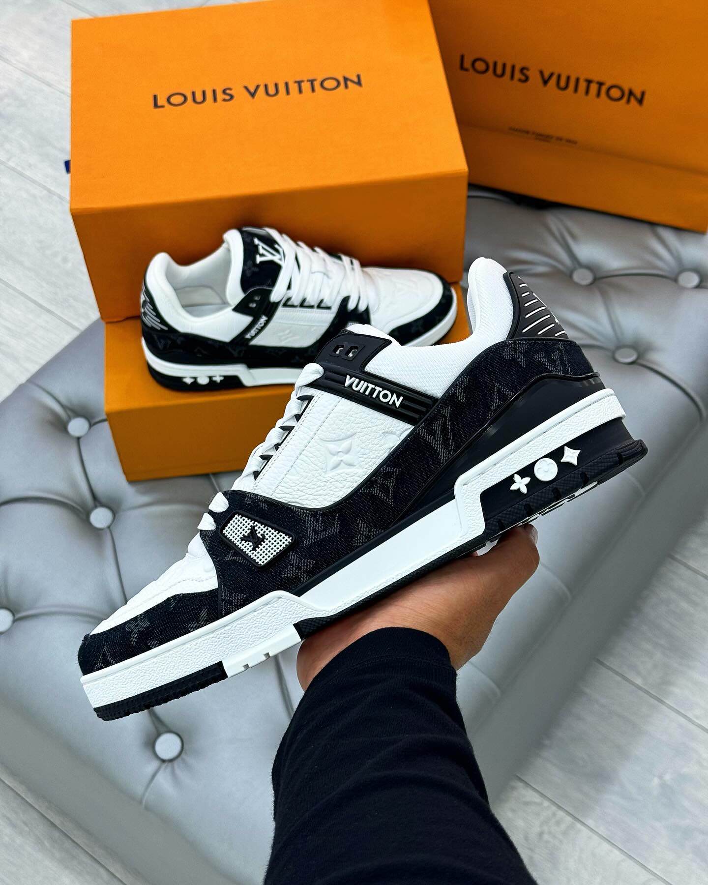 Louis Vuitton LV Trainer Sneaker Monogram Black Denim