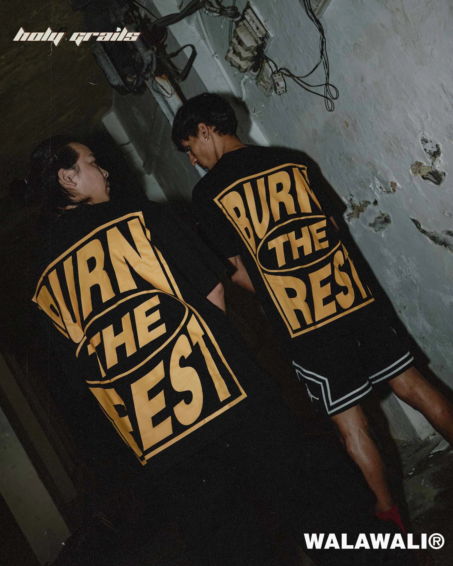 Burn The Rest Grey Oversize Tee HG x Walawali