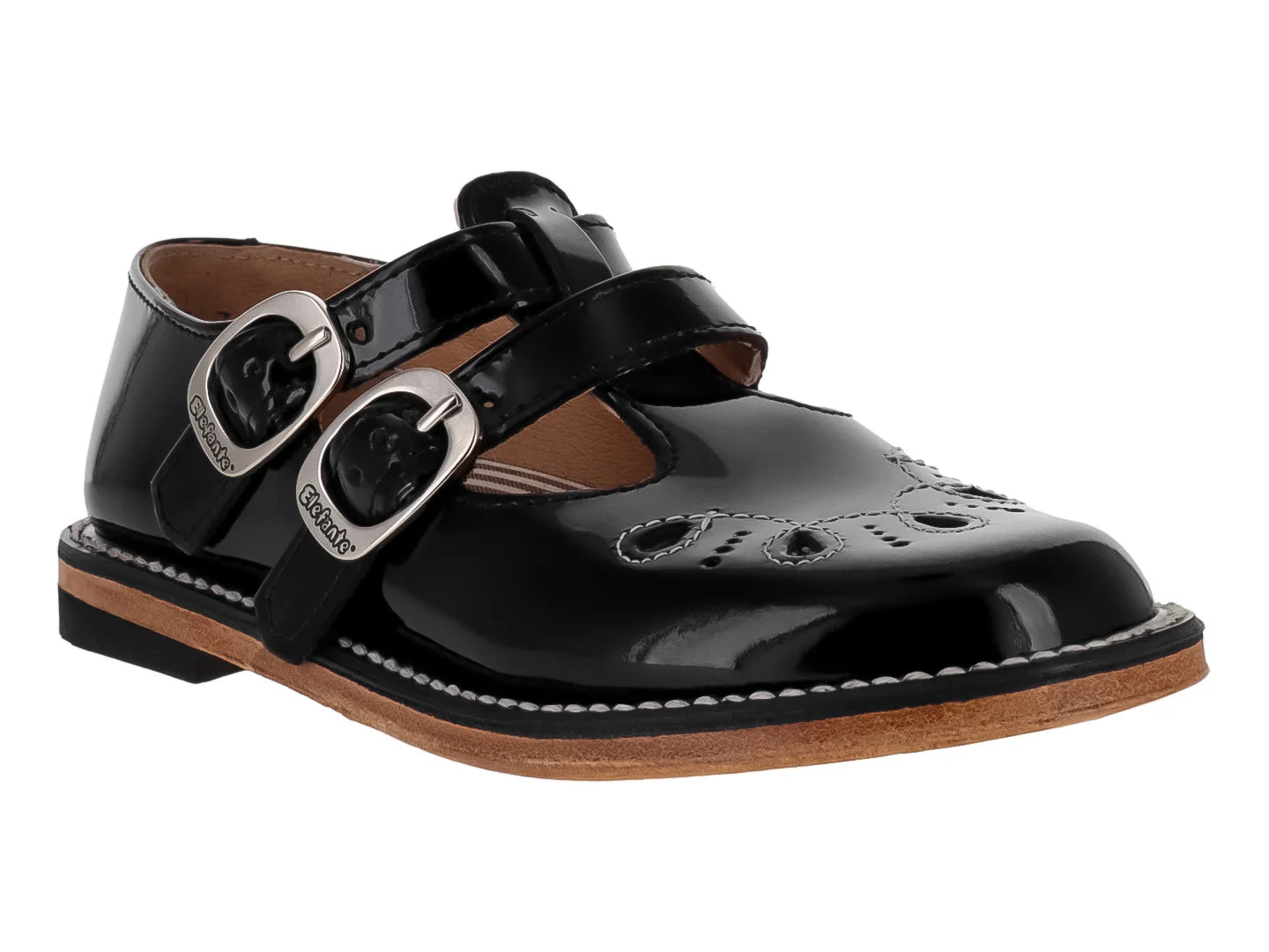 Zapatos Escolares Elefante Negros de Charol para Niña