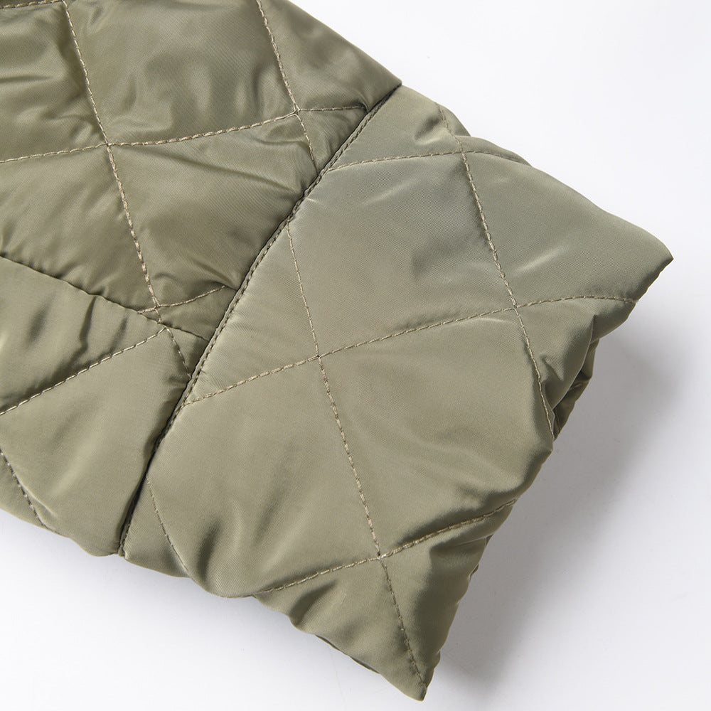 Quilted Scarf Collar Loose Coat