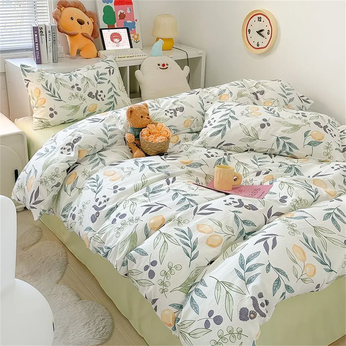 Ins Pink Bedding Set Bed Flat Sheet Pillowcase Twin Full Queen Princess Style Bed Linen Kids Girls Floral Duvet Cover