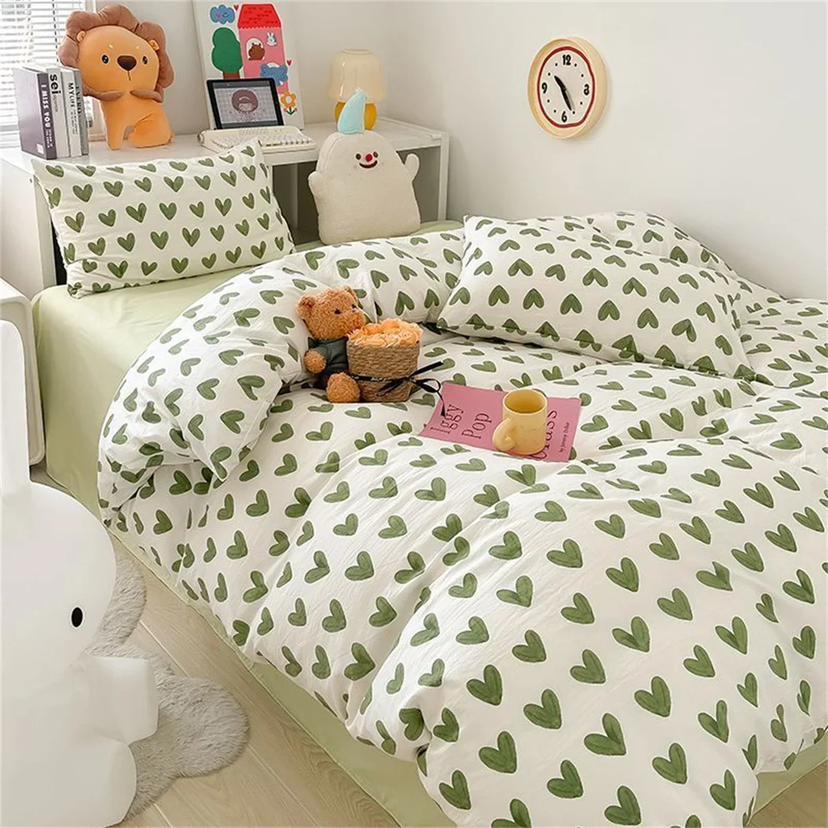 Ins Pink Bedding Set Bed Flat Sheet Pillowcase Twin Full Queen Princess Style Bed Linen Kids Girls Floral Duvet Cover
