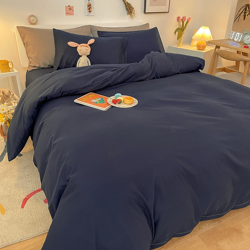 Solid Color Duvet Cover Black Quilt Cover Queen King Size Comforter Cover High Quality Skin Friendly Fabric Bedding Cover