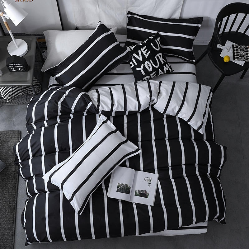 Home Textile Pink Bedding Set For Girl Kid Teen Beds Sheet Strawberry Duvet Quilt Cover Pillowcase Stripe Bed Sheet