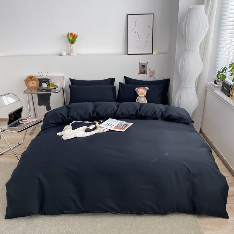 Solid Color Quilt Cover Single Double Duvet Cover Grey King Size Comforter Cover High Quality Skin Friendly Fabric Bedding Cover