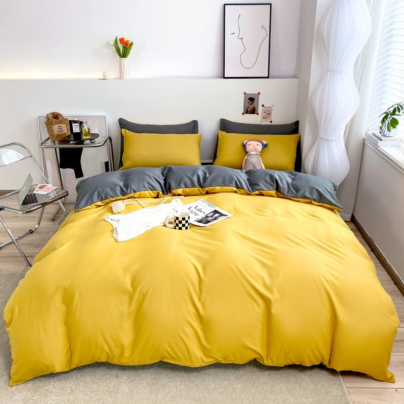 Solid Color Quilt Cover Single Double Duvet Cover Grey King Size Comforter Cover High Quality Skin Friendly Fabric Bedding Cover