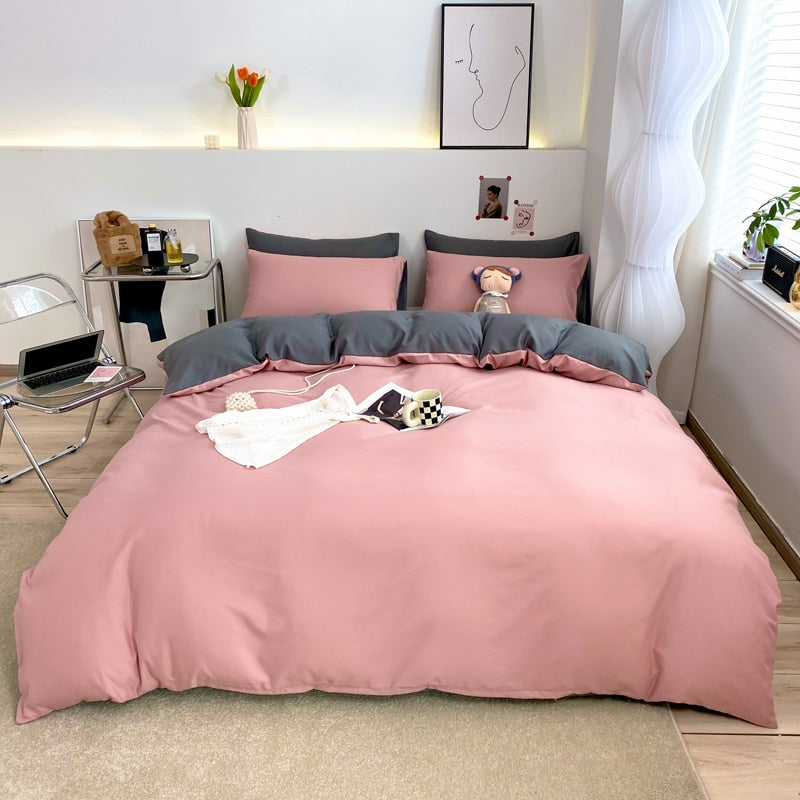 Solid Color Quilt Cover Single Double Duvet Cover Grey King Size Comforter Cover High Quality Skin Friendly Fabric Bedding Cover
