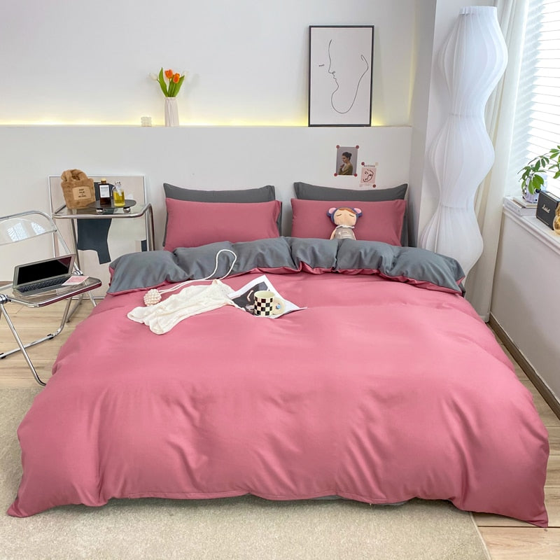 Solid Color Quilt Cover Single Double Duvet Cover Grey King Size Comforter Cover High Quality Skin Friendly Fabric Bedding Cover