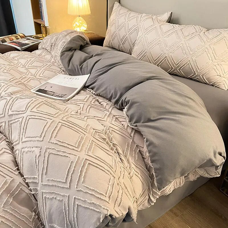 Queen Bedding Set King Size Gray Color Bed Sheet Sets funda nordica cama 135 Double Size Bed Linen Euro Geometric Beds