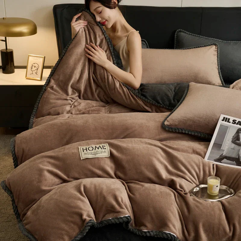 Solid Color Quilt Cover Soft Duvets Cover Warm Blanket Single/Double/Queen/King Size Comforter Cover (No Pillowcase)